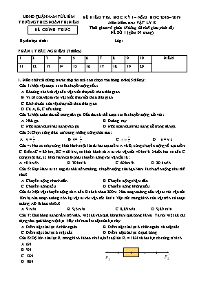 Bộ đề kiểm tra học kỳ I môn Vật lý Lớp 8 - Năm học 2018-2019 - Trường THCS Đoàn Thị Điểm (Có đáp án)